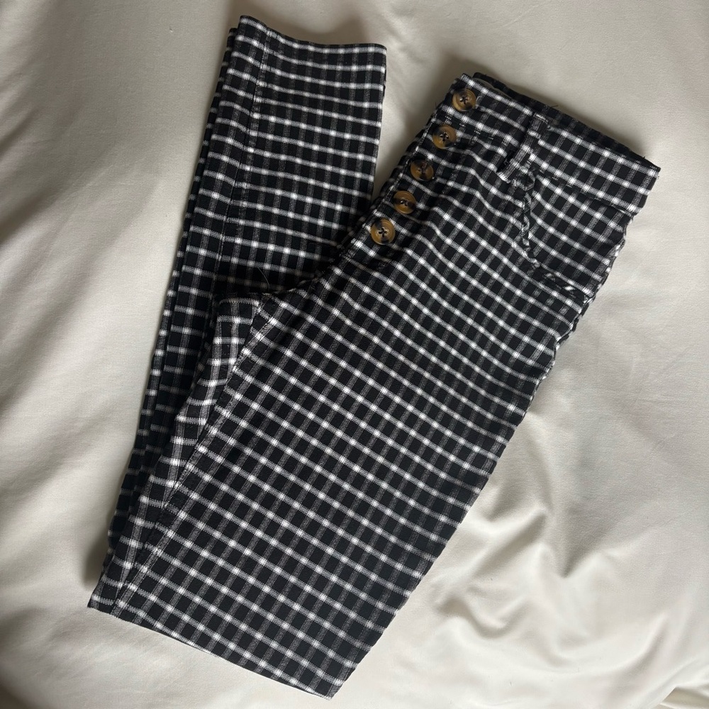 High Waisted Black and White Plaid Pants